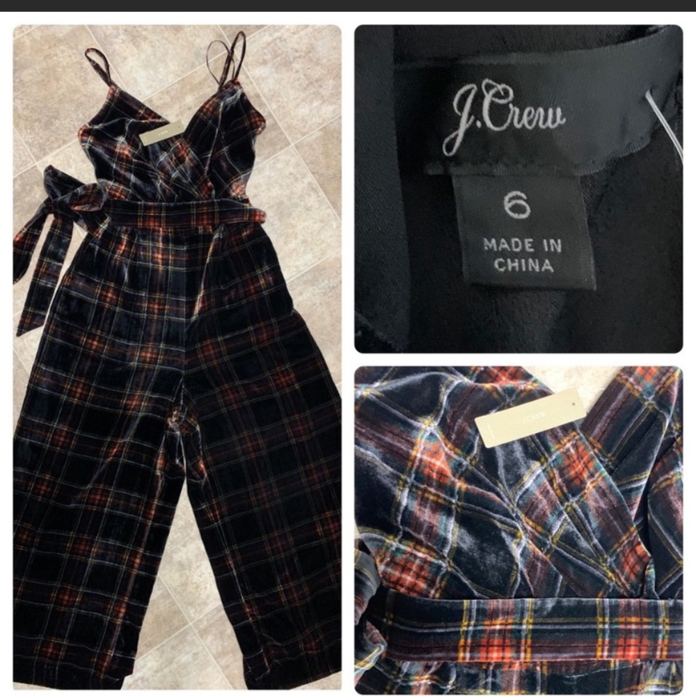 J Crew Tartan Holiday plaid Jumpsuit NWT sz 6